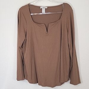 *NWT* MOA MOA WOMAN Light Brown Soft Lightweight Long Sleeve Flowy Top, size 1X